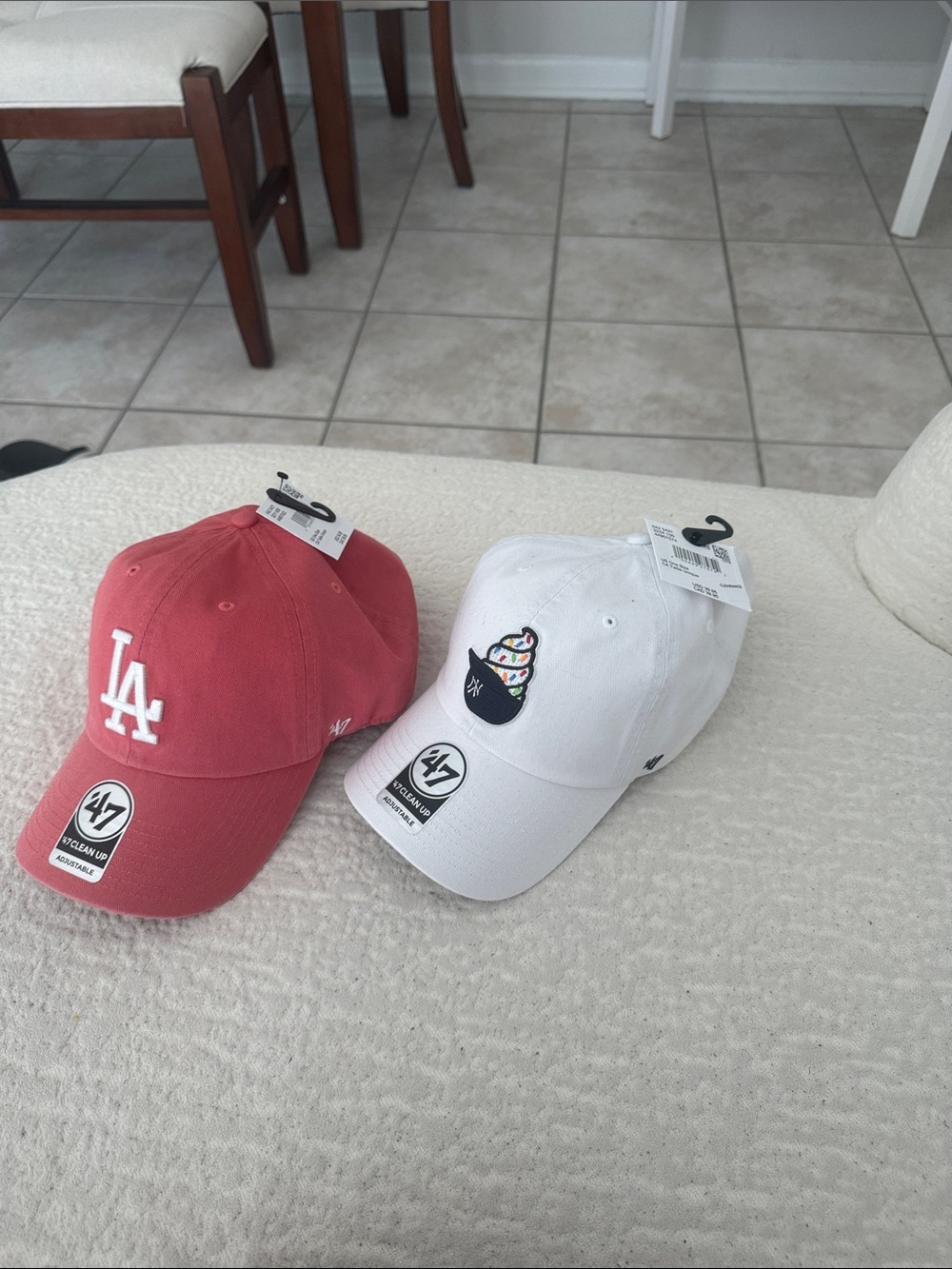 47 Kids LA Baseball Cap Duo - Red and White